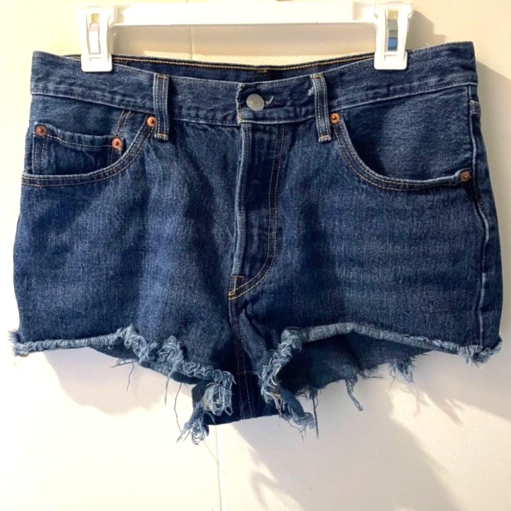 Levi's‎ 501 Womens 29W Jorts Denim Jean Shorts Cut Offs Dark Original high Waist